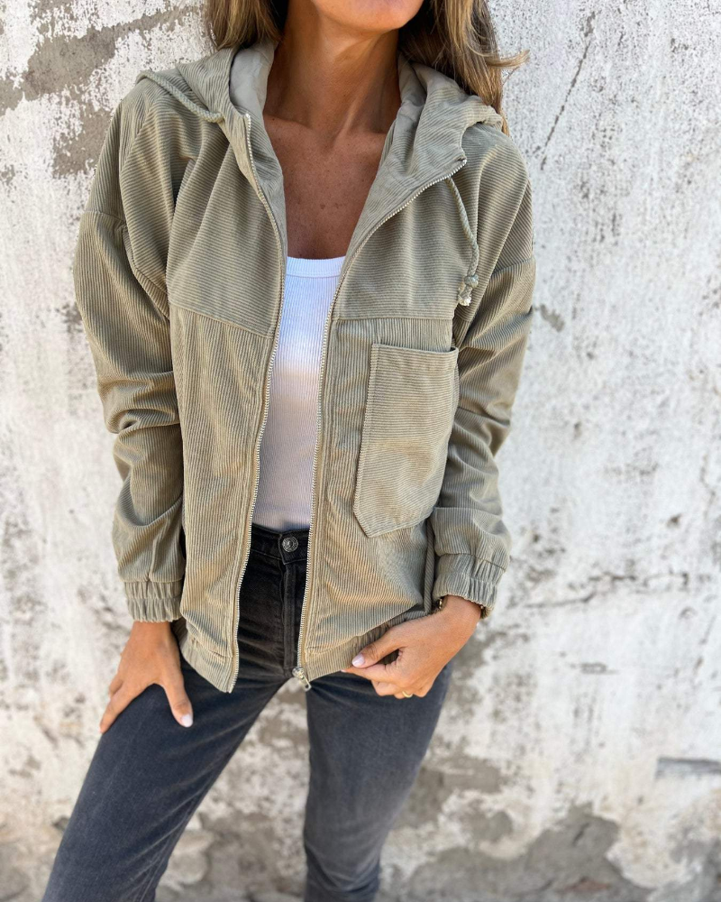 Everly | Zip-Up Corduroy Hoodie