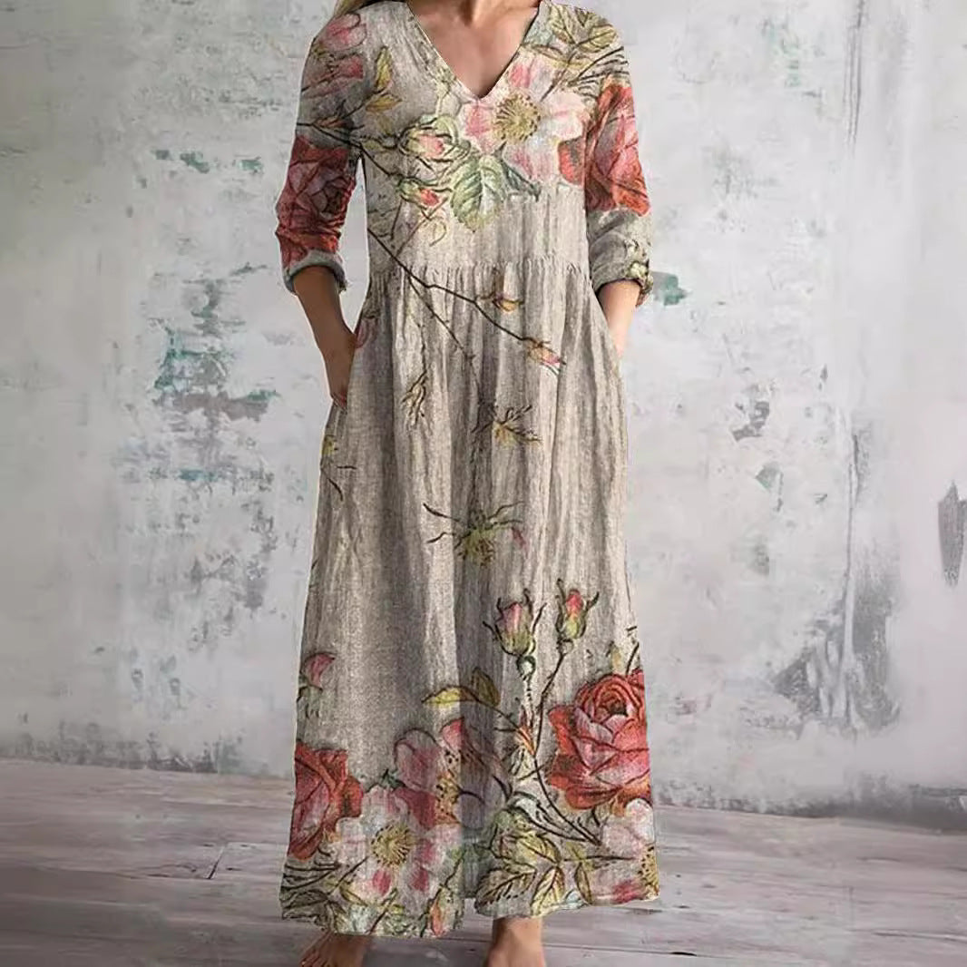 Dearyn | Floral V-Neck Summer Dress