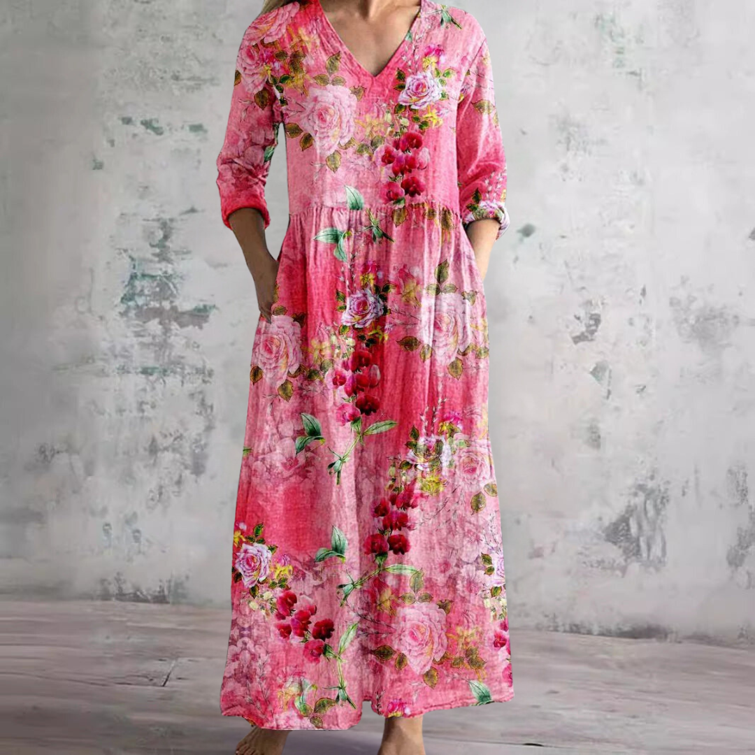 Dearyn | Floral V-Neck Summer Dress