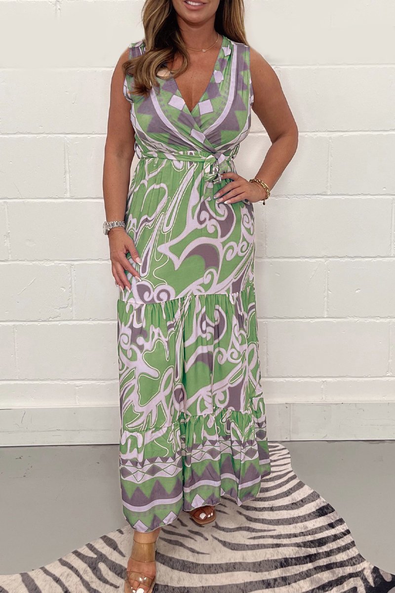 Elara | Soft Geometric Maxi Dress – Flowy, Stylish & Effortless