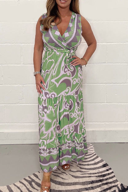 Elara | Soft Geometric Maxi Dress – Flowy, Stylish & Effortless