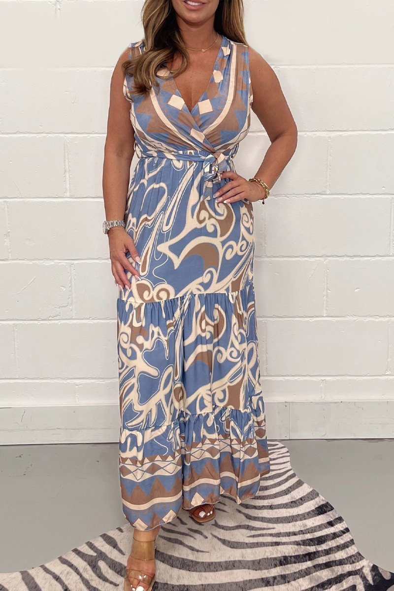 Elara | Soft Geometric Maxi Dress – Flowy, Stylish & Effortless