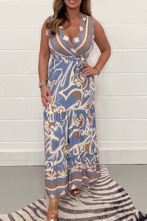 Elara | Soft Geometric Maxi Dress – Flowy, Stylish & Effortless